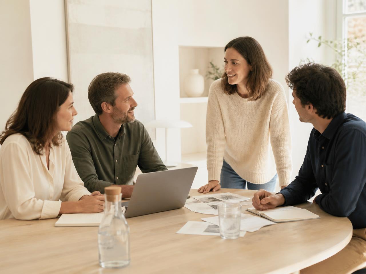 Une équipe de PME échange autour d'une table lors d'un point RH
